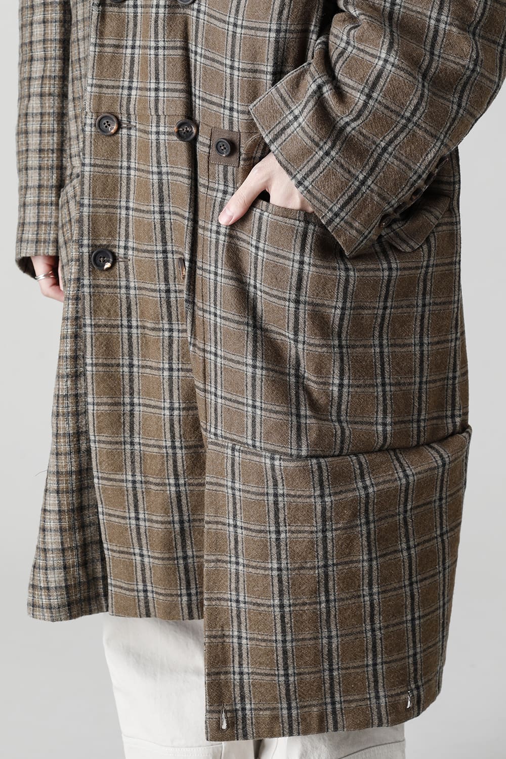 Double Breasted Cocoon Shape Plaid Coat