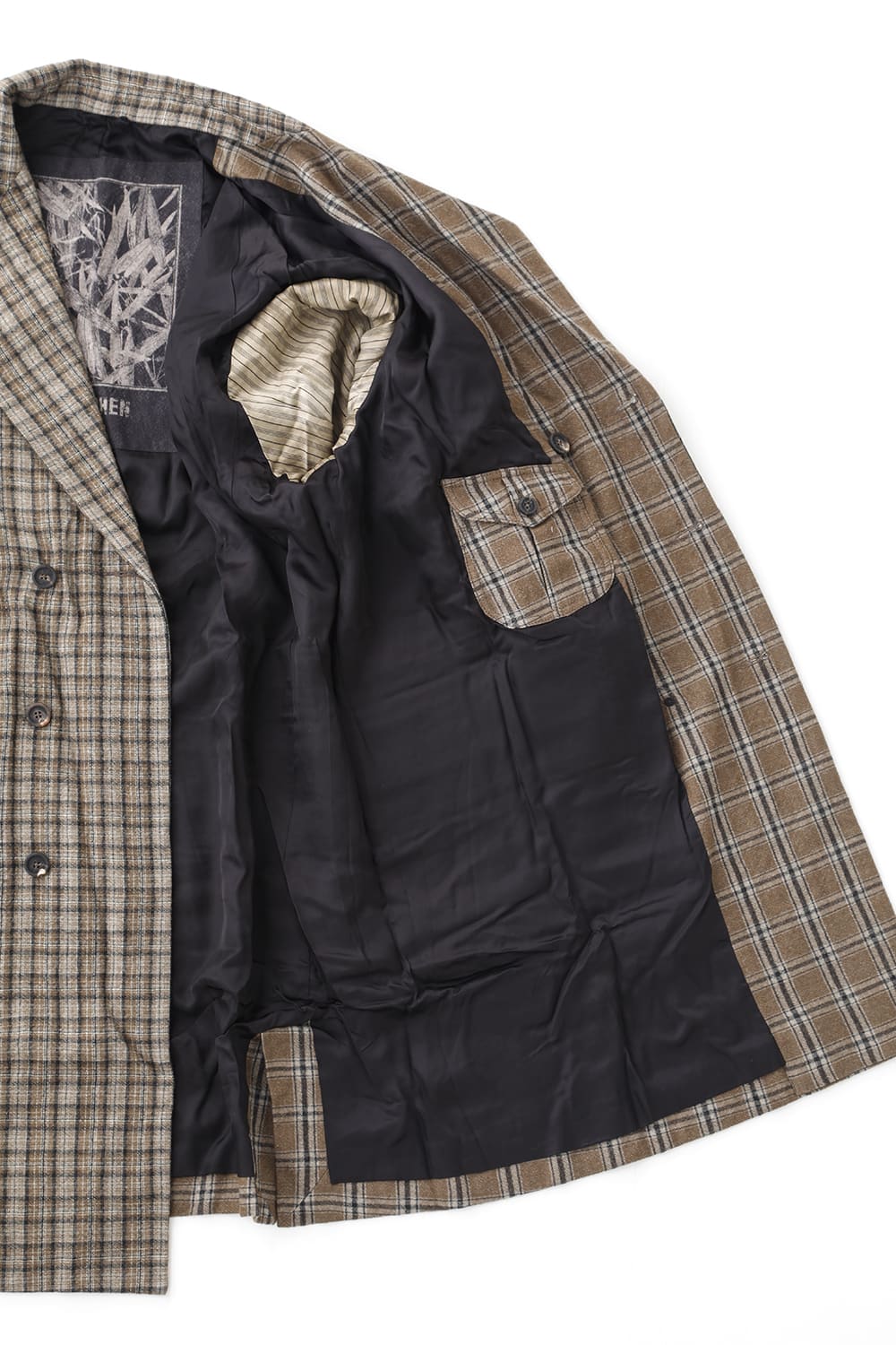 Double Breasted Cocoon Shape Plaid Coat