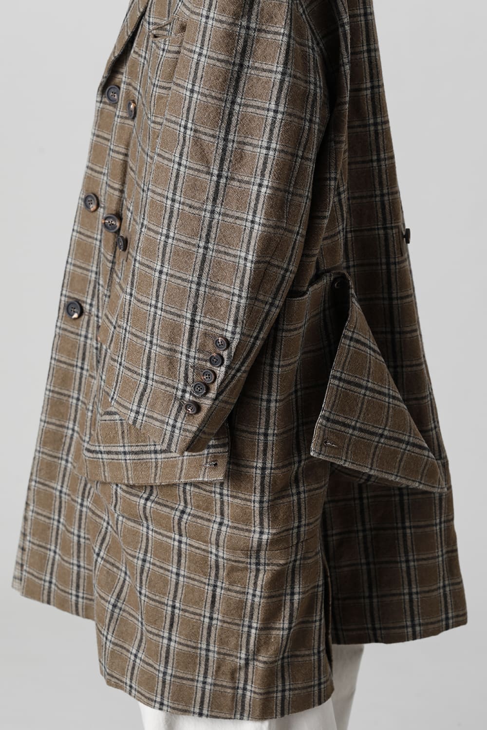 Double Breasted Cocoon Shape Plaid Coat