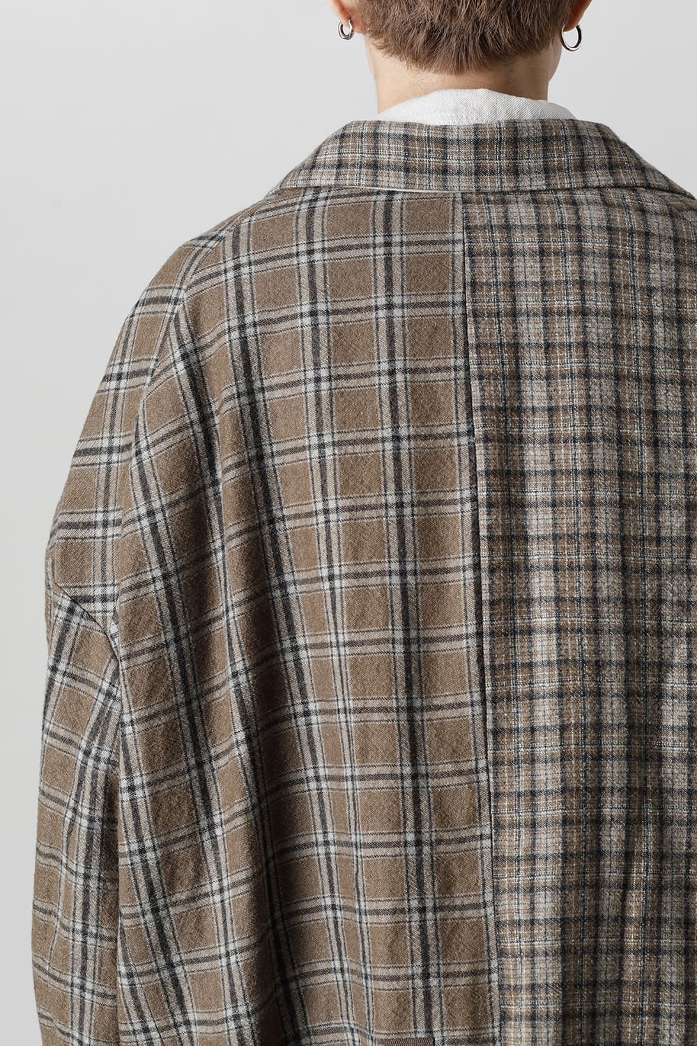 Double Breasted Cocoon Shape Plaid Coat