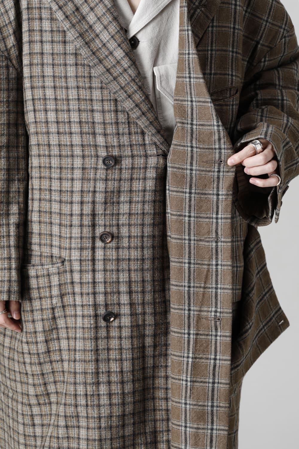 Double Breasted Cocoon Shape Plaid Coat