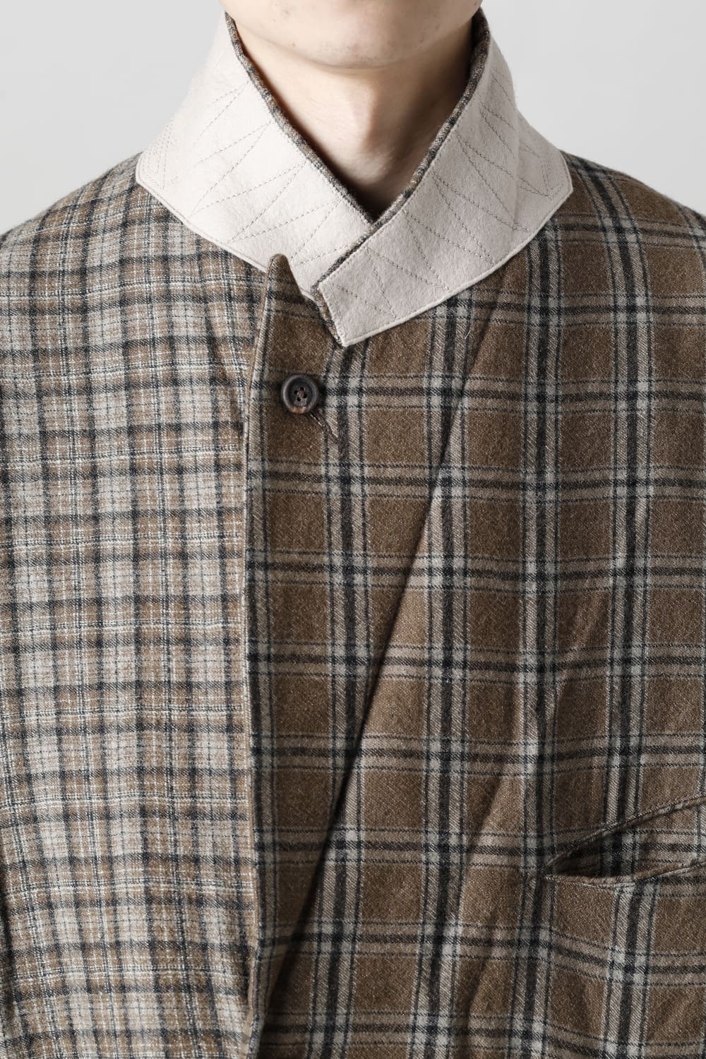 Double Breasted Cocoon Shape Plaid Coat