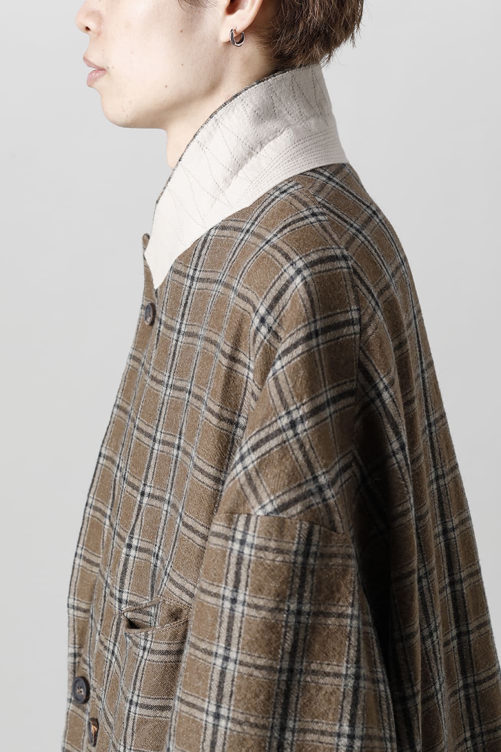 Double Breasted Cocoon Shape Plaid Coat