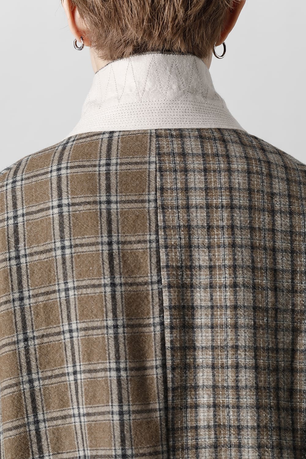 Double Breasted Cocoon Shape Plaid Coat