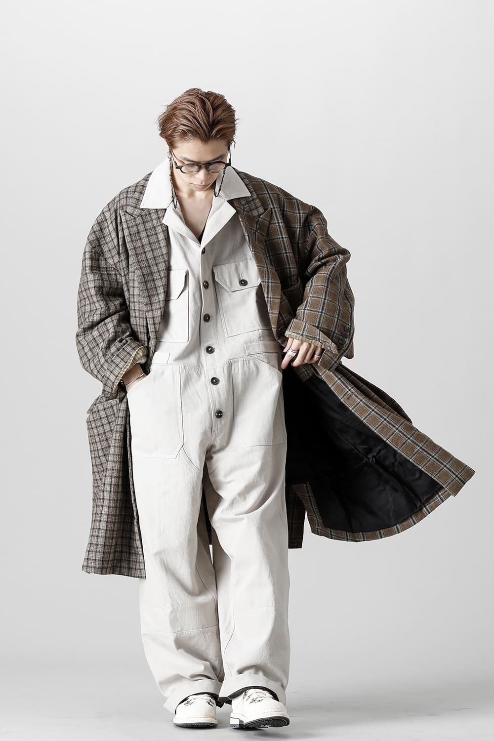 Double Breasted Cocoon Shape Plaid Coat