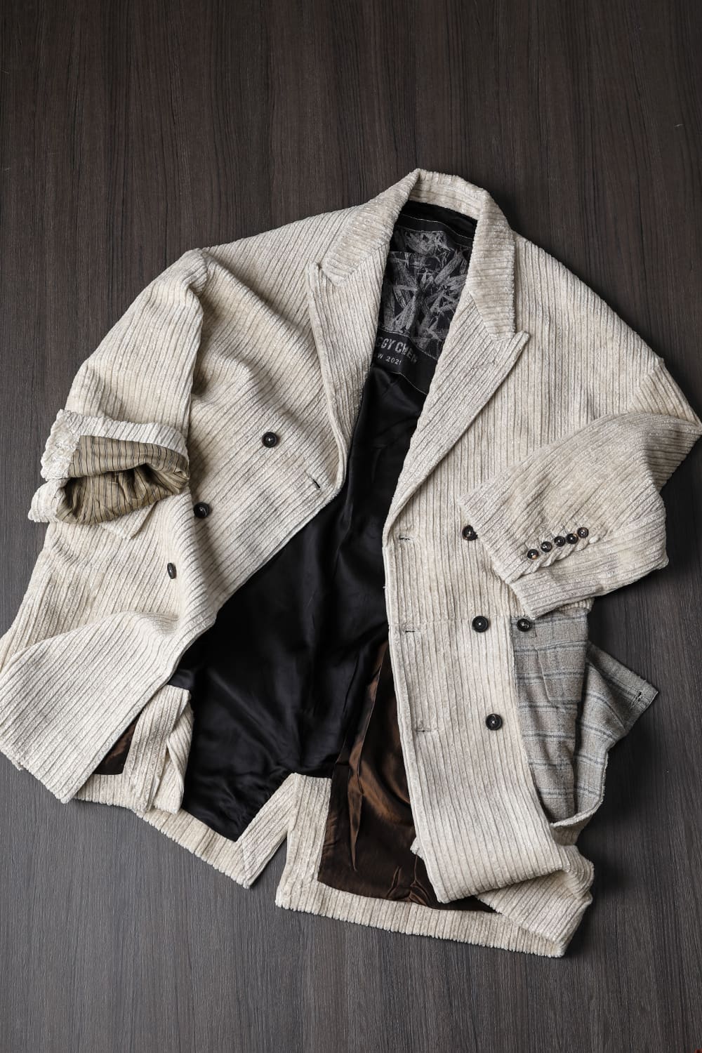 Hidden Plaid Double Breasted Oversized Coat