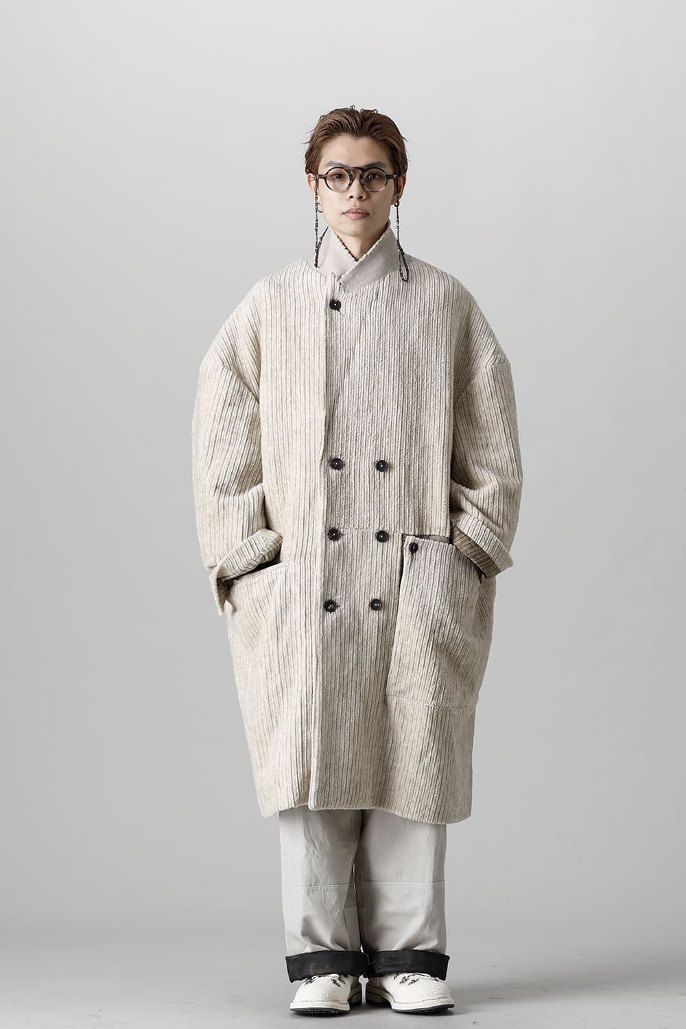 Hidden Plaid Double Breasted Oversized Coat