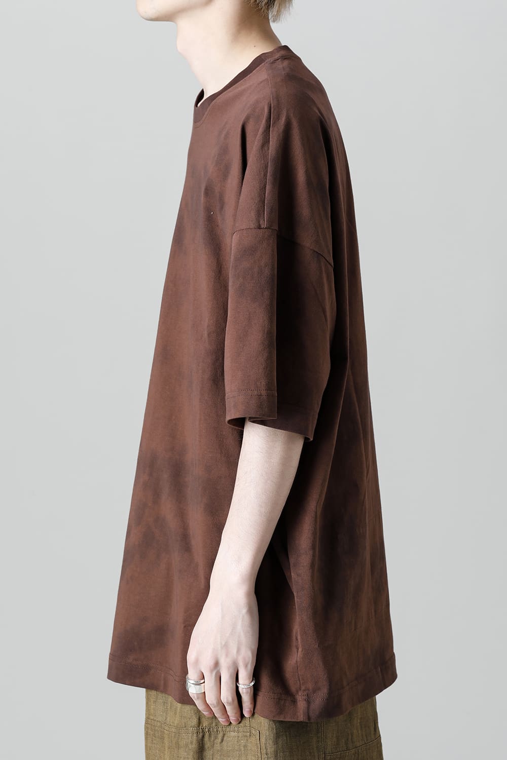 Jumbo T-Shirt With Inner Patchworks  Brown