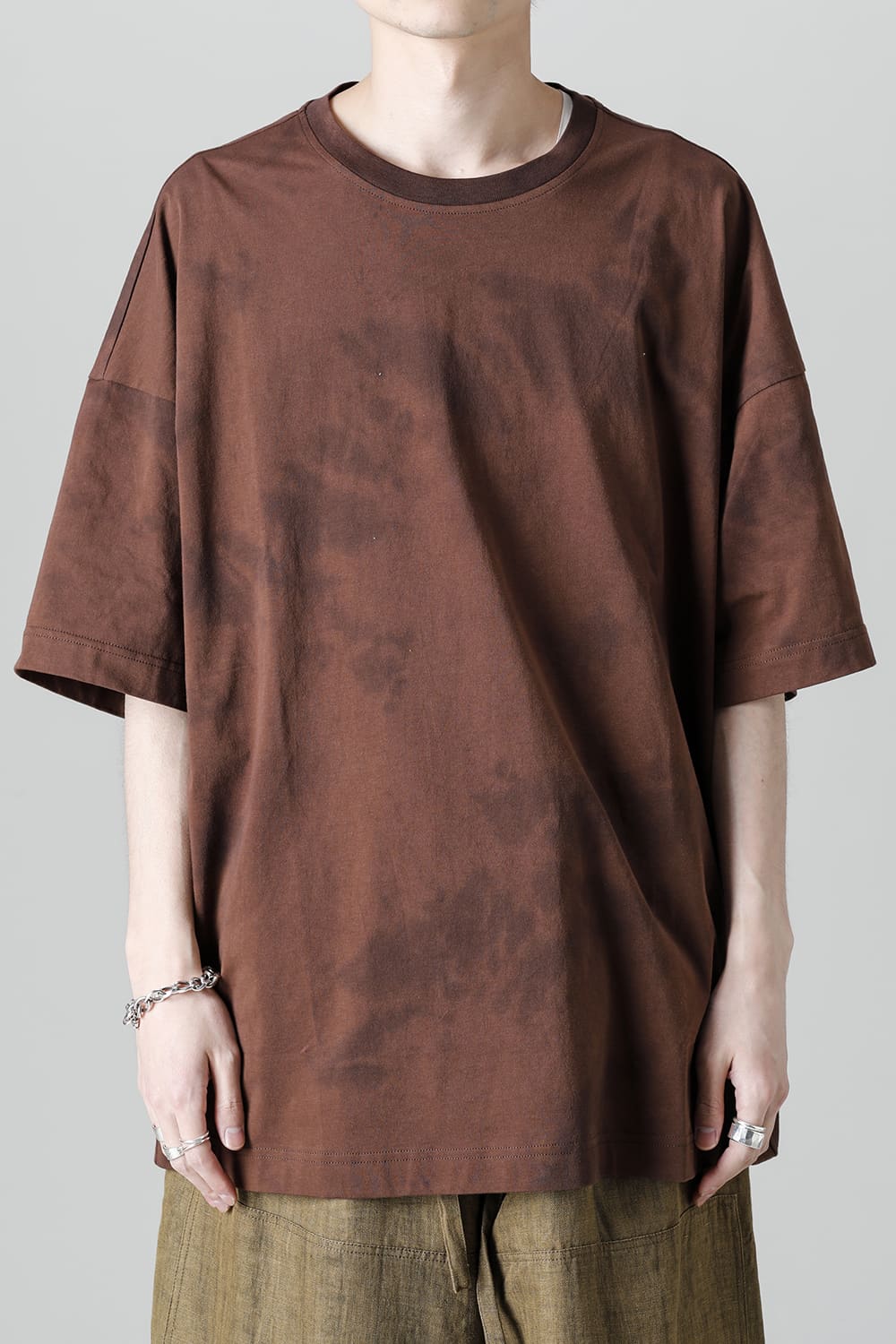 Jumbo T-Shirt With Inner Patchworks  Brown