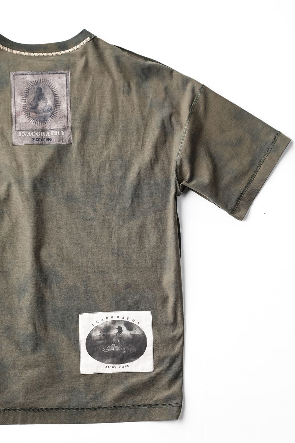 Jumbo T-Shirt With Inner Patchworks  Olive