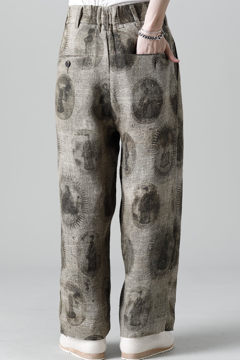 Front Pleated Collage Trousers With Scholar Print