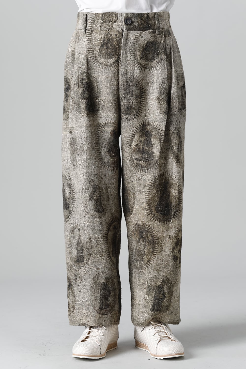 Front Pleated Collage Trousers With Scholar Print