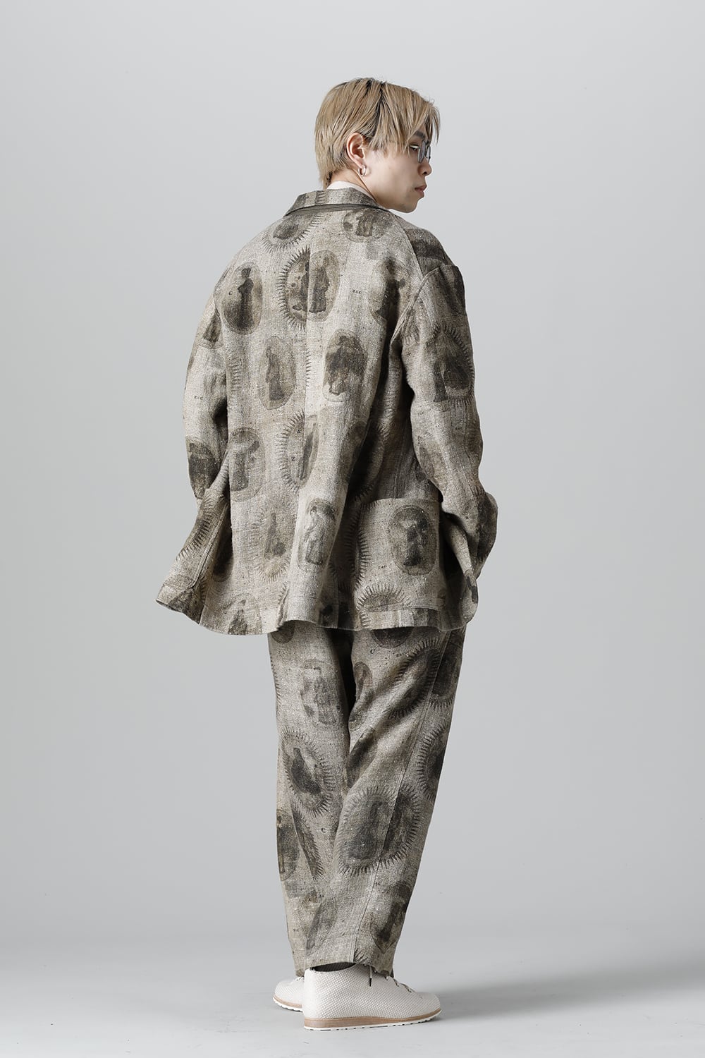 Front Pleated Collage Trousers With Scholar Print