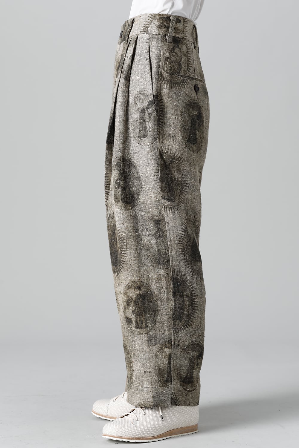 Front Pleated Collage Trousers With Scholar Print