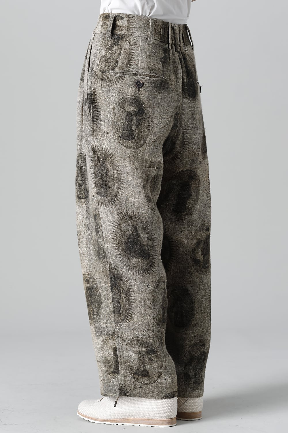 Front Pleated Collage Trousers With Scholar Print