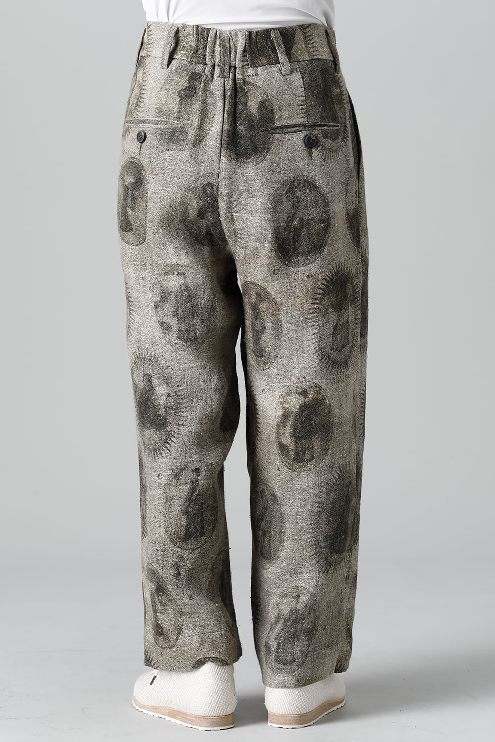 Front Pleated Collage Trousers With Scholar Print