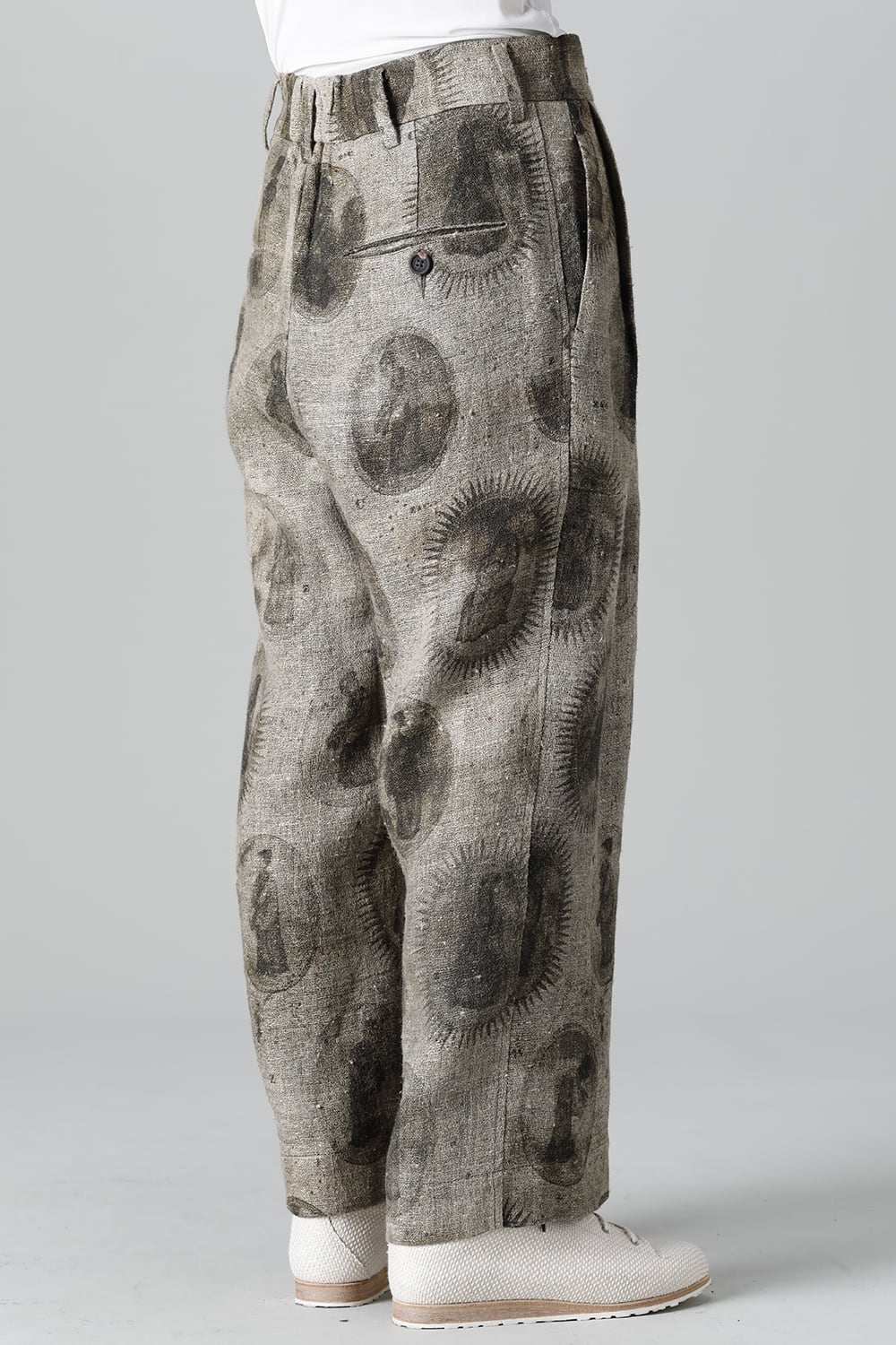 Front Pleated Collage Trousers With Scholar Print