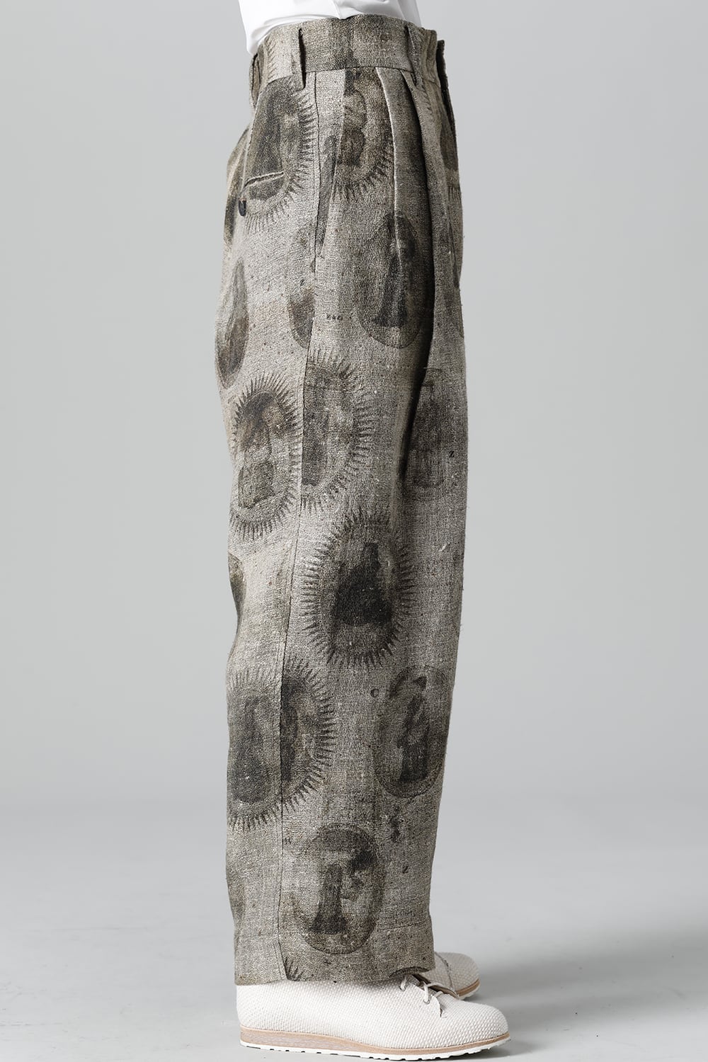 Front Pleated Collage Trousers With Scholar Print