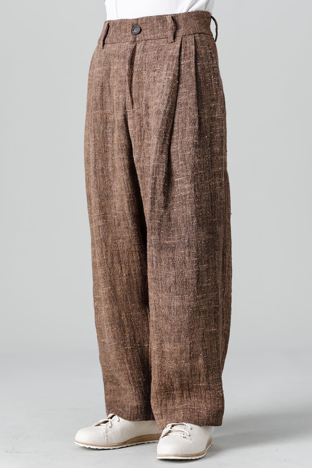 プリーツ ワイドレッグ ロングトラウザーズ