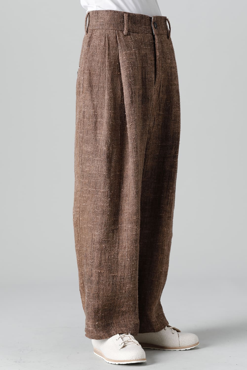 プリーツ ワイドレッグ ロングトラウザーズ