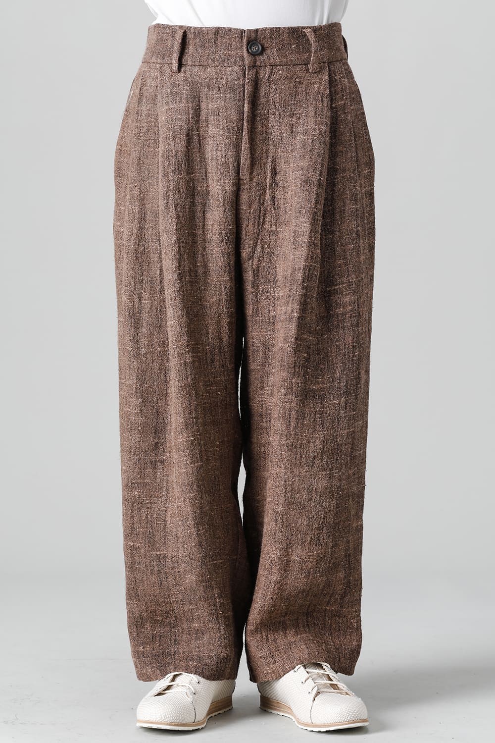 プリーツ ワイドレッグ ロングトラウザーズ