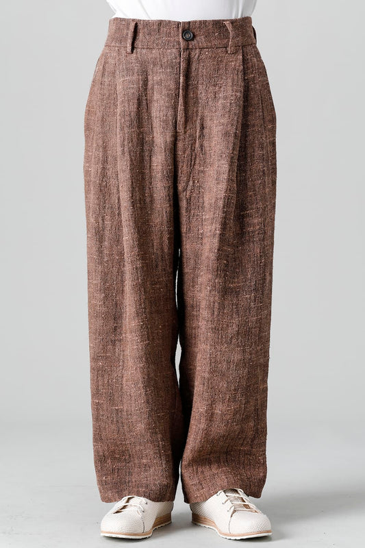 プリーツ ワイドレッグ ロングトラウザーズ