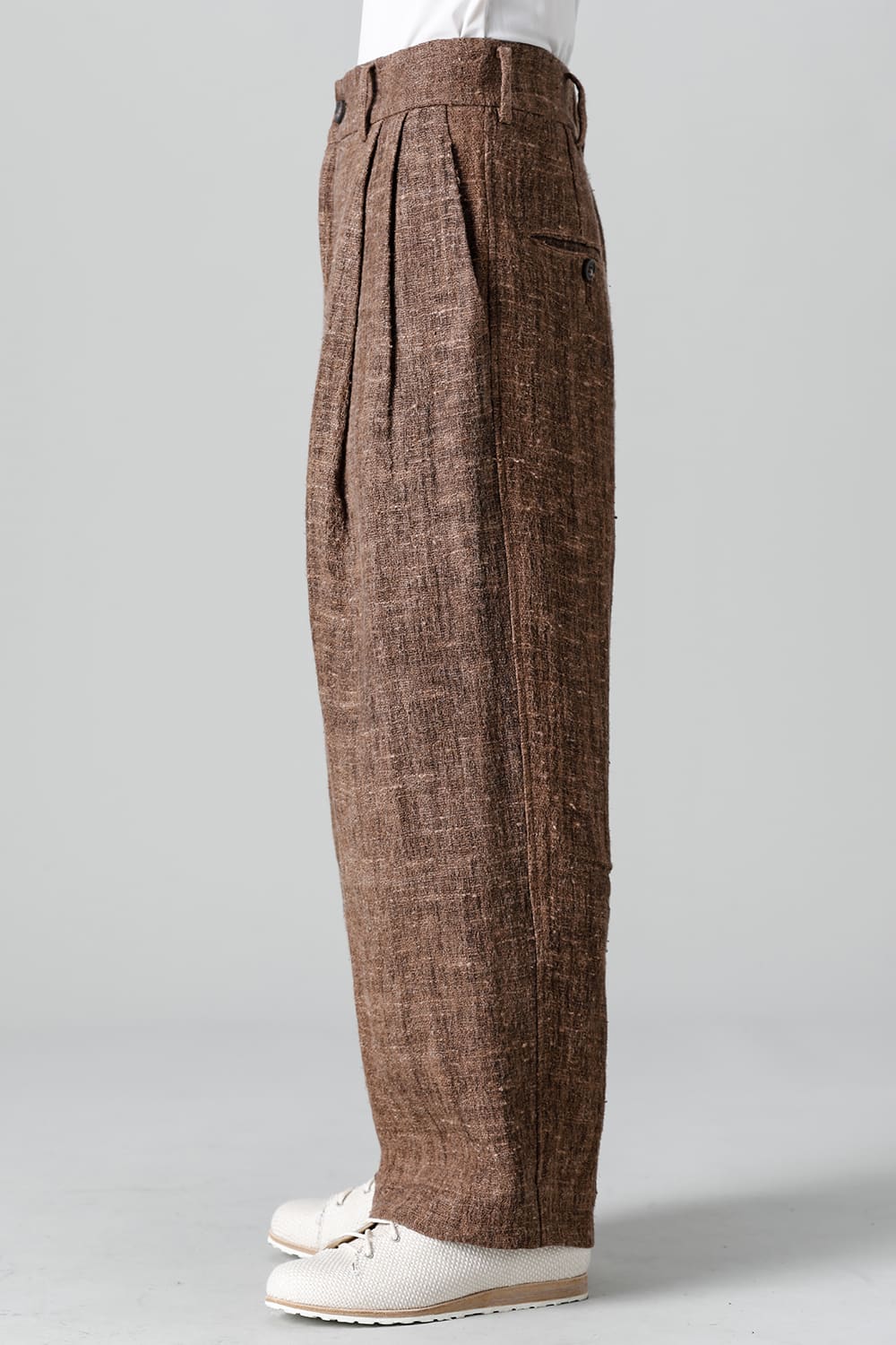 プリーツ ワイドレッグ ロングトラウザーズ