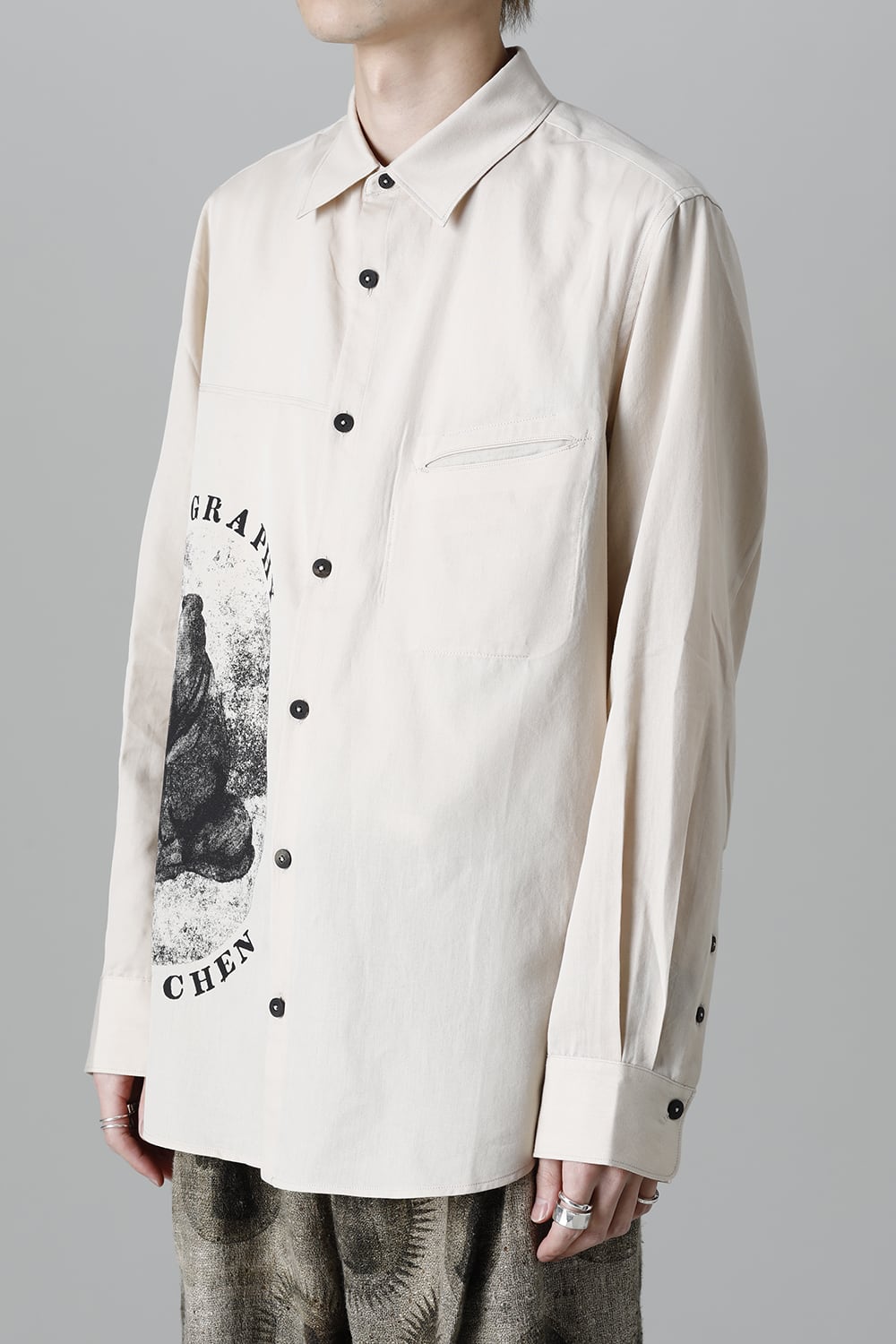 Spread Collar Shirt With Scholar Print