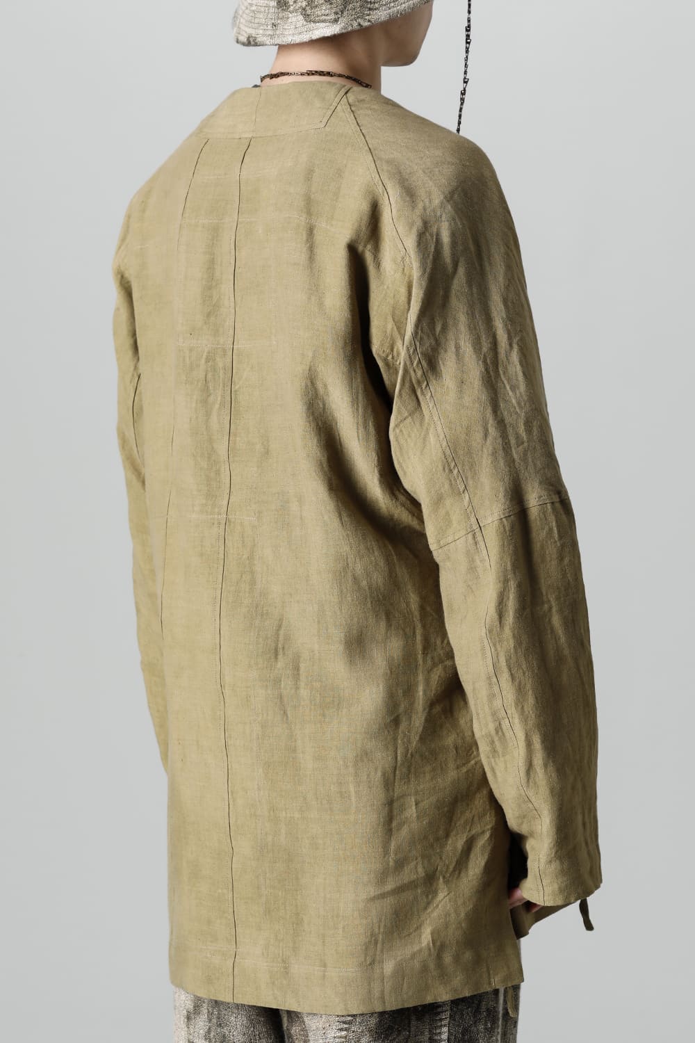 FASCINATE LIMITED Short Robe With Patchworks Hand Dyed Linen