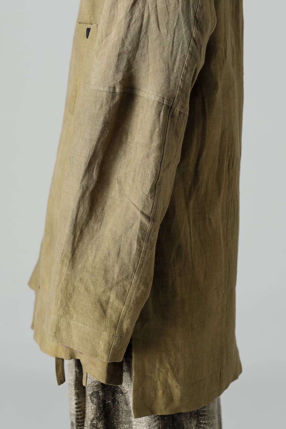 FASCINATE LIMITED Short Robe With Patchworks Hand Dyed Linen