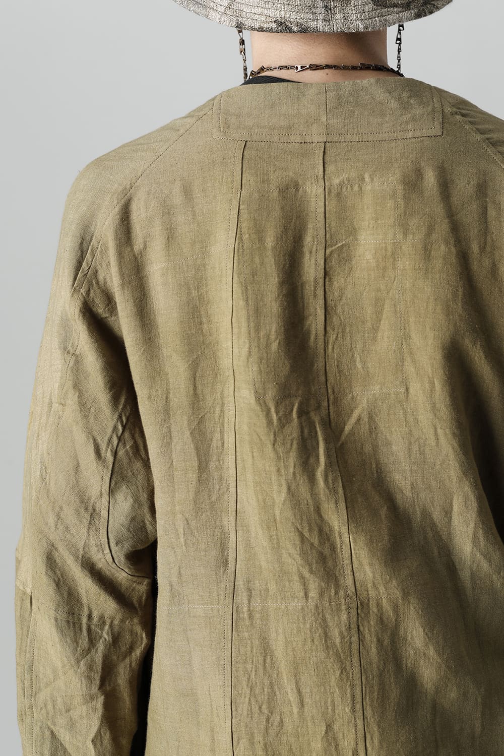 FASCINATE LIMITED Short Robe With Patchworks Hand Dyed Linen