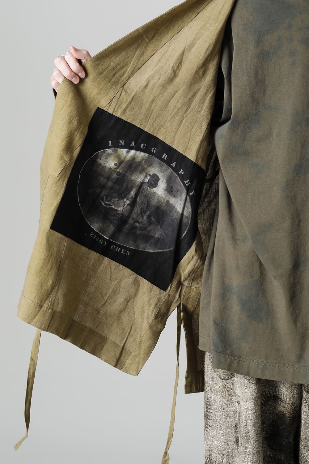 FASCINATE LIMITED Short Robe With Patchworks Hand Dyed Linen