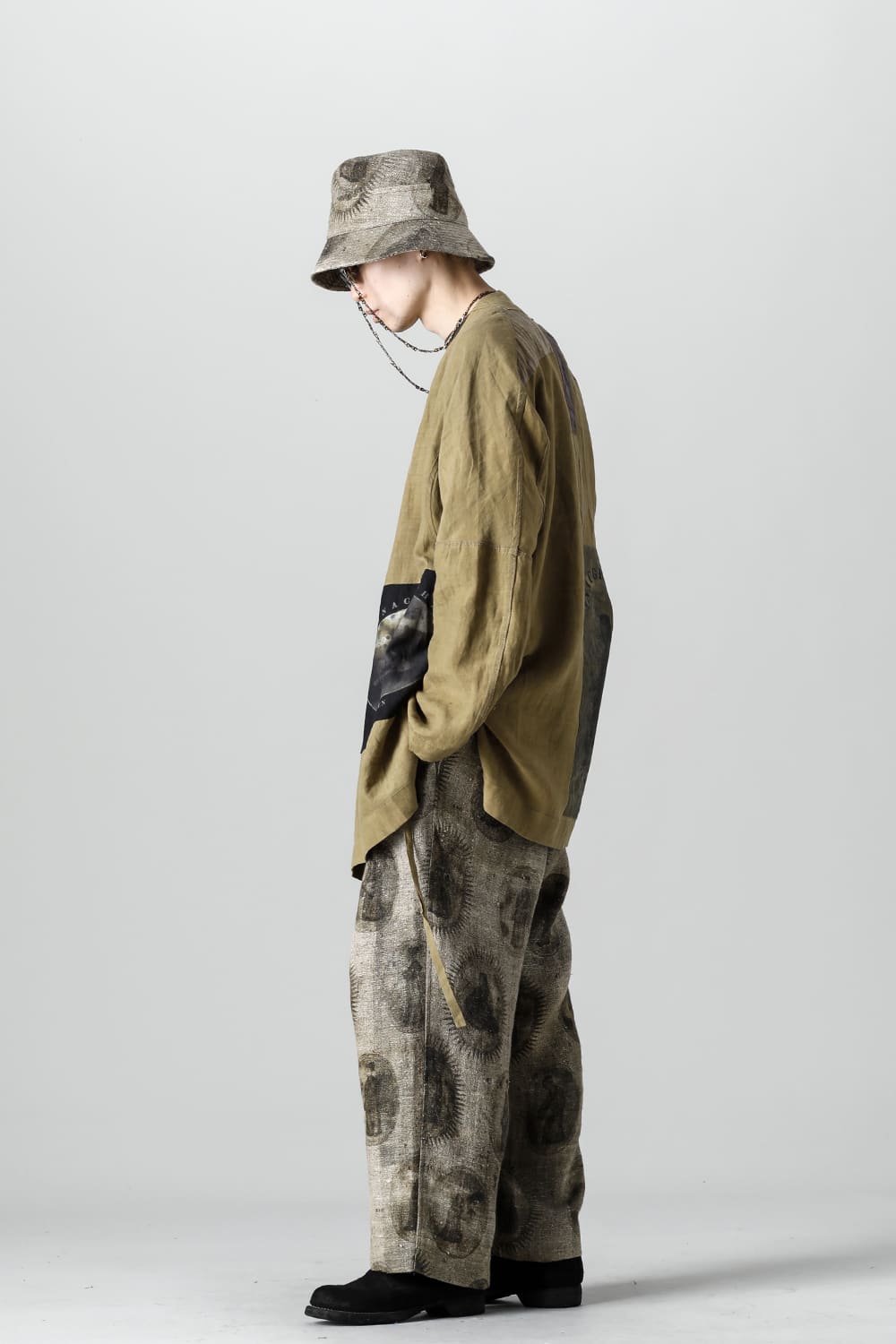 FASCINATE LIMITED Short Robe With Patchworks Hand Dyed Linen