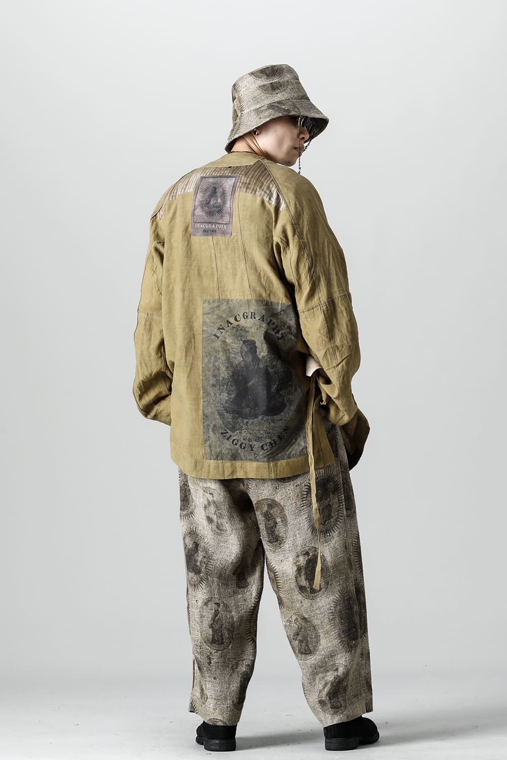 FASCINATE LIMITED Short Robe With Patchworks Hand Dyed Linen