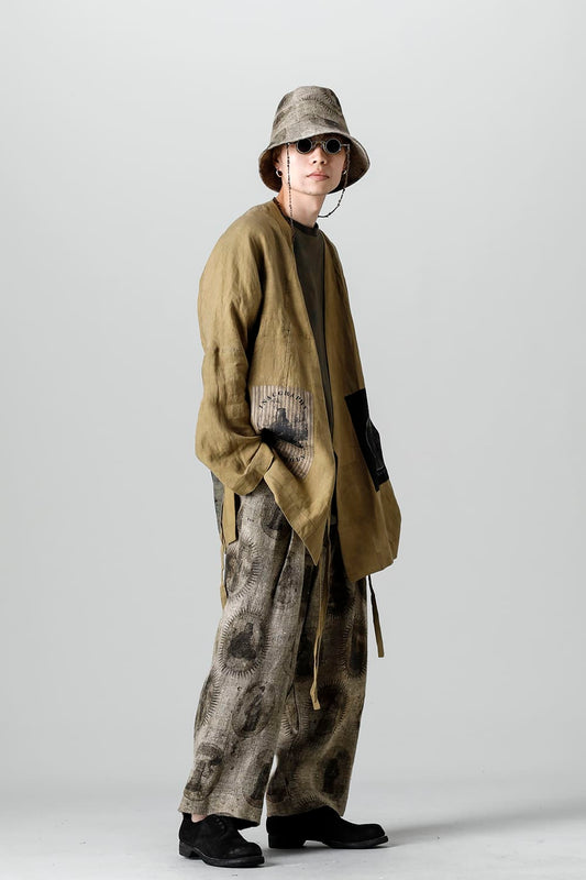 FASCINATE LIMITED Short Robe With Patchworks Hand Dyed Linen