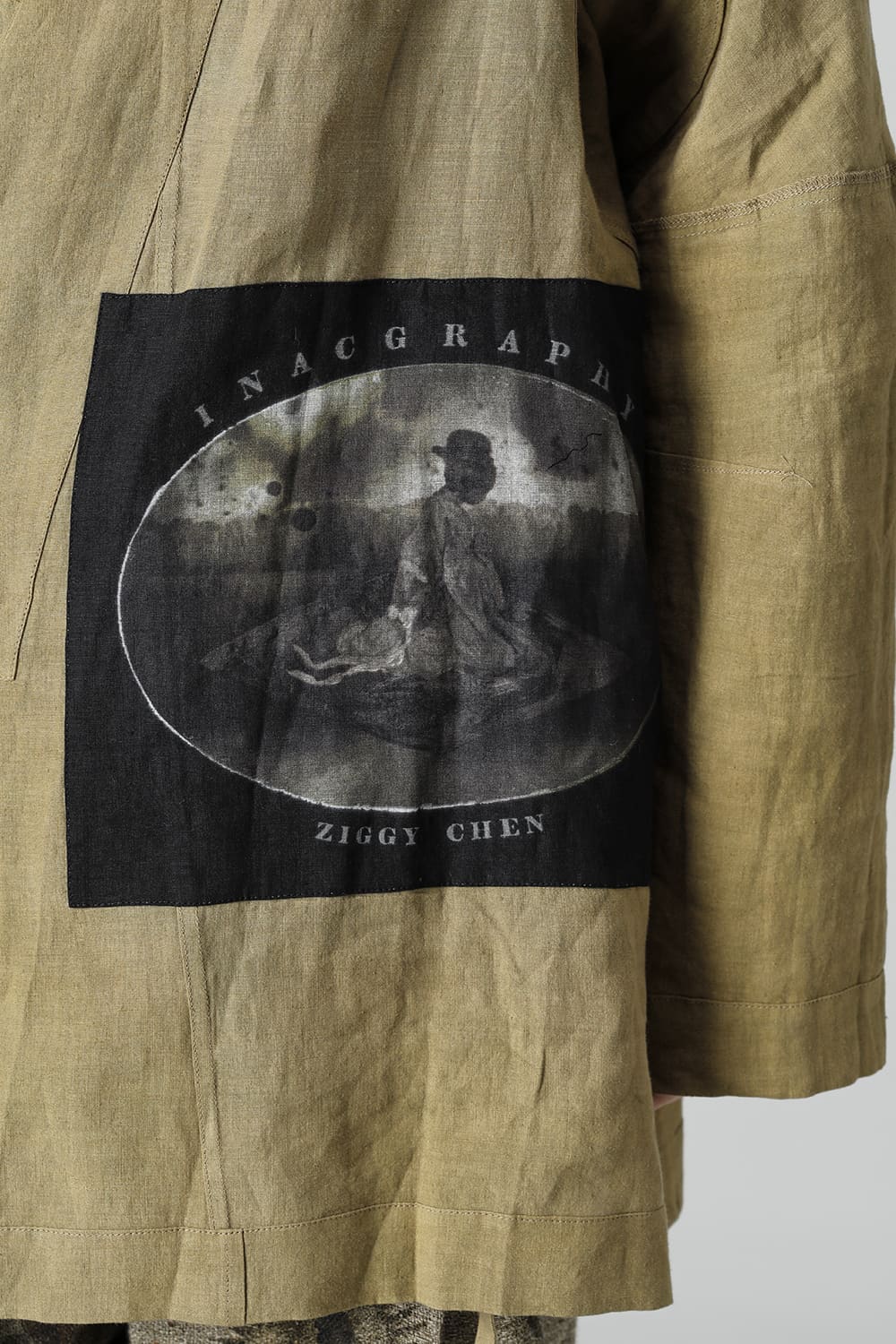 FASCINATE LIMITED Short Robe With Patchworks Hand Dyed Linen