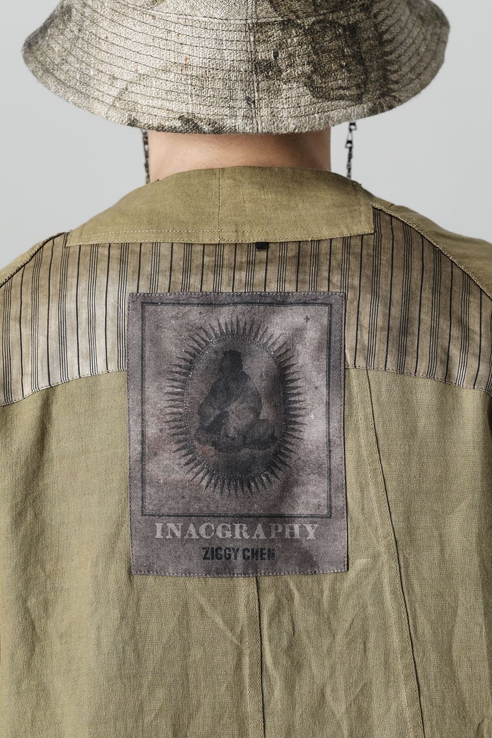 FASCINATE LIMITED Short Robe With Patchworks Hand Dyed Linen