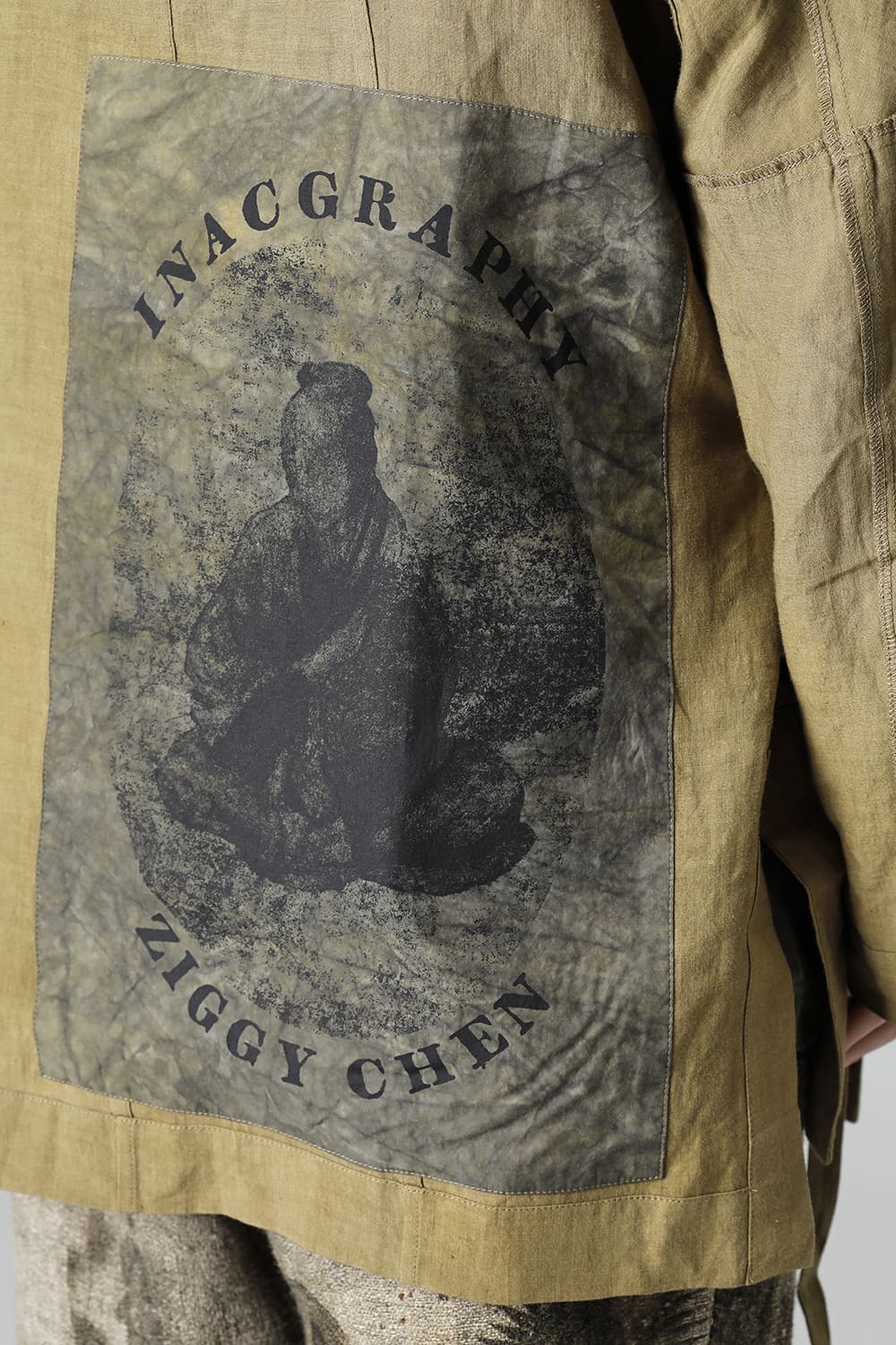 FASCINATE LIMITED Short Robe With Patchworks Hand Dyed Linen