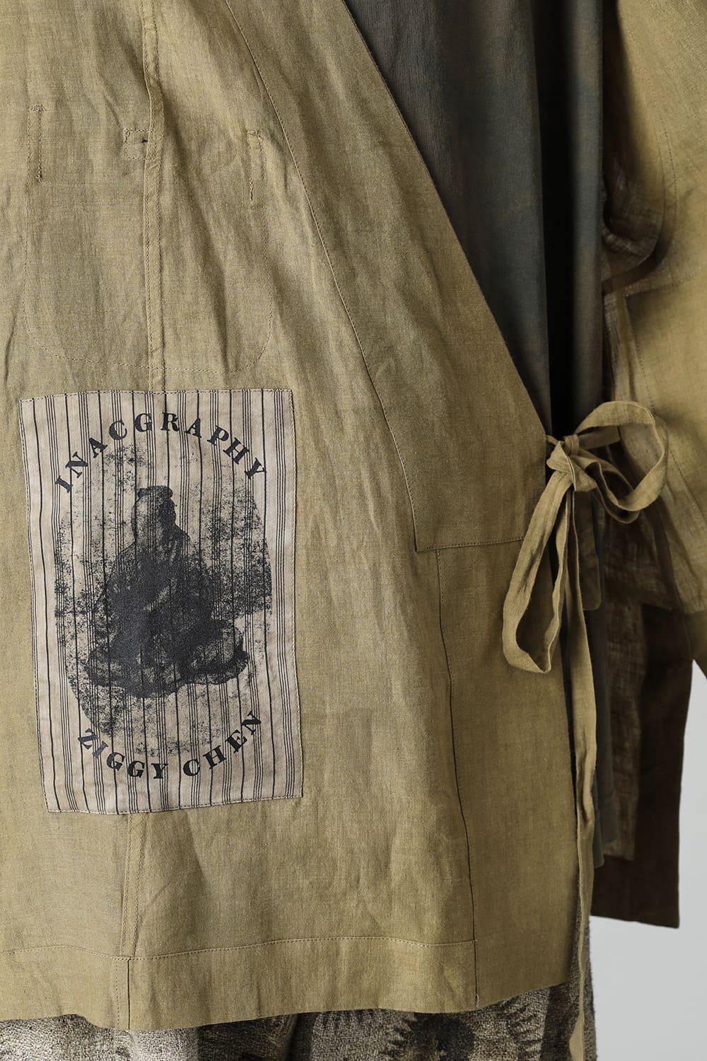 FASCINATE LIMITED Short Robe With Patchworks Hand Dyed Linen