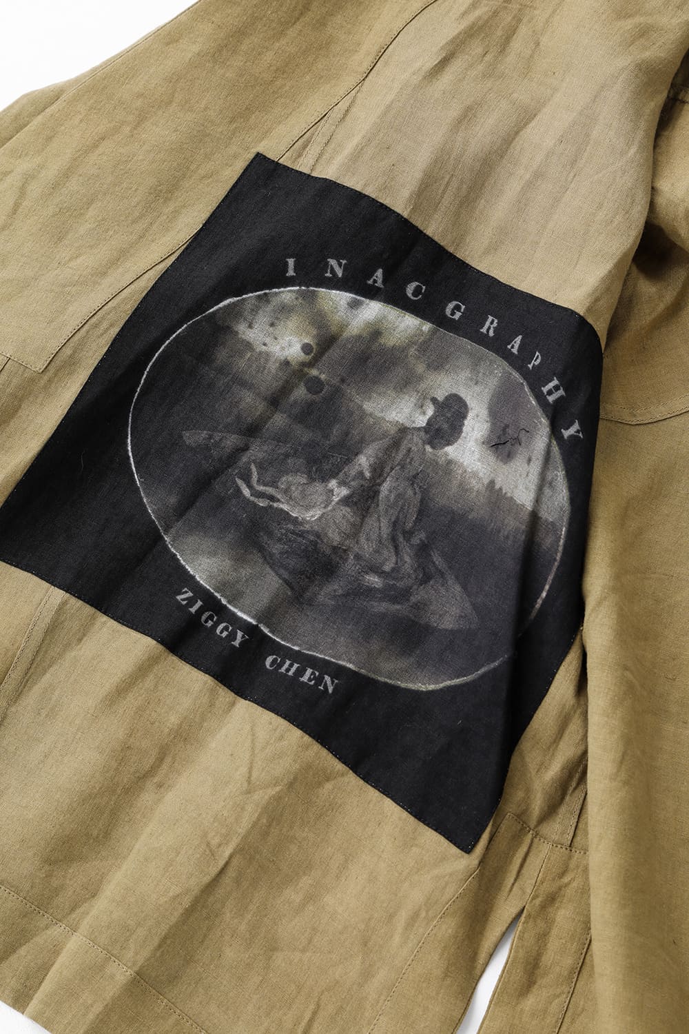 FASCINATE LIMITED Short Robe With Patchworks Hand Dyed Linen