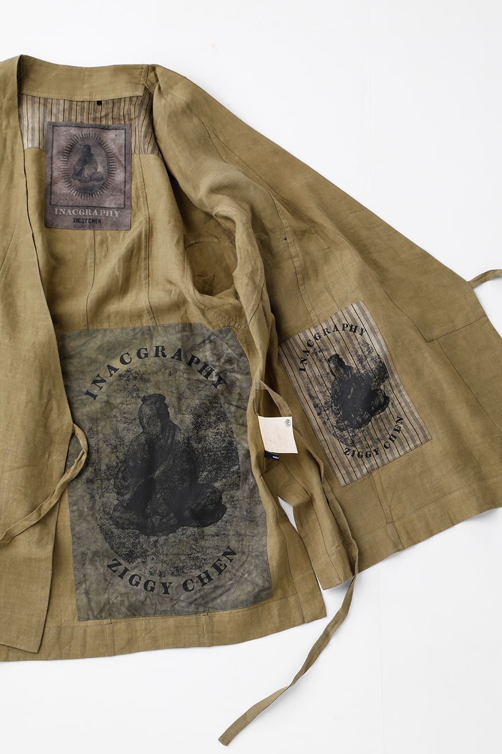 FASCINATE LIMITED Short Robe With Patchworks Hand Dyed Linen