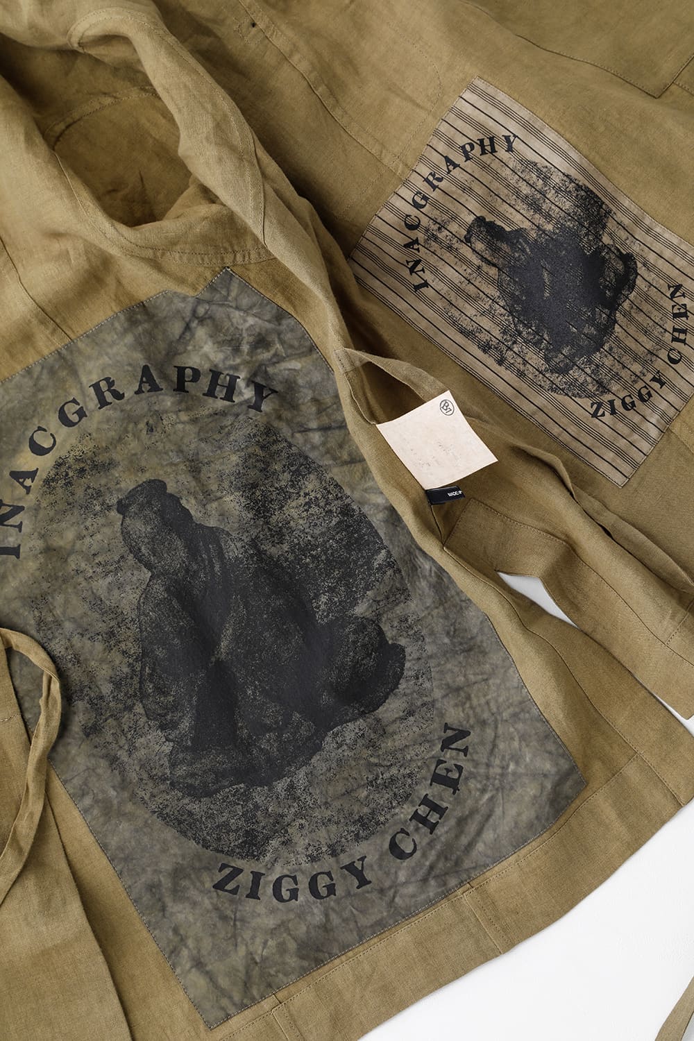 FASCINATE LIMITED Short Robe With Patchworks Hand Dyed Linen