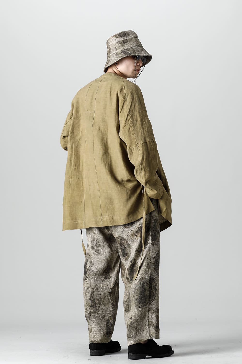 FASCINATE LIMITED Short Robe With Patchworks Hand Dyed Linen