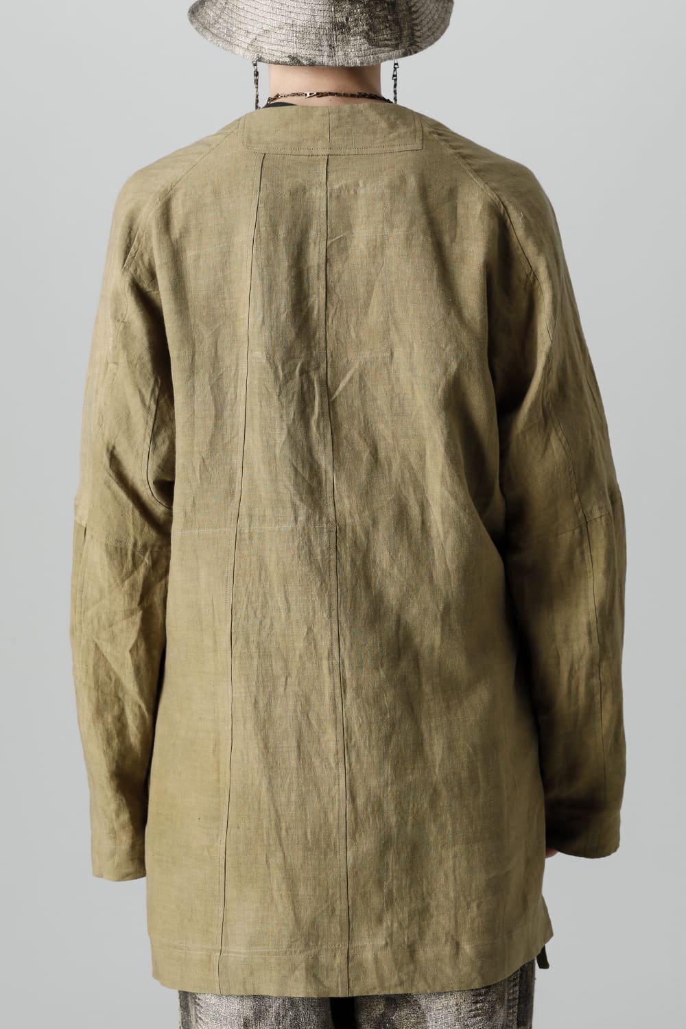 FASCINATE LIMITED Short Robe With Patchworks Hand Dyed Linen