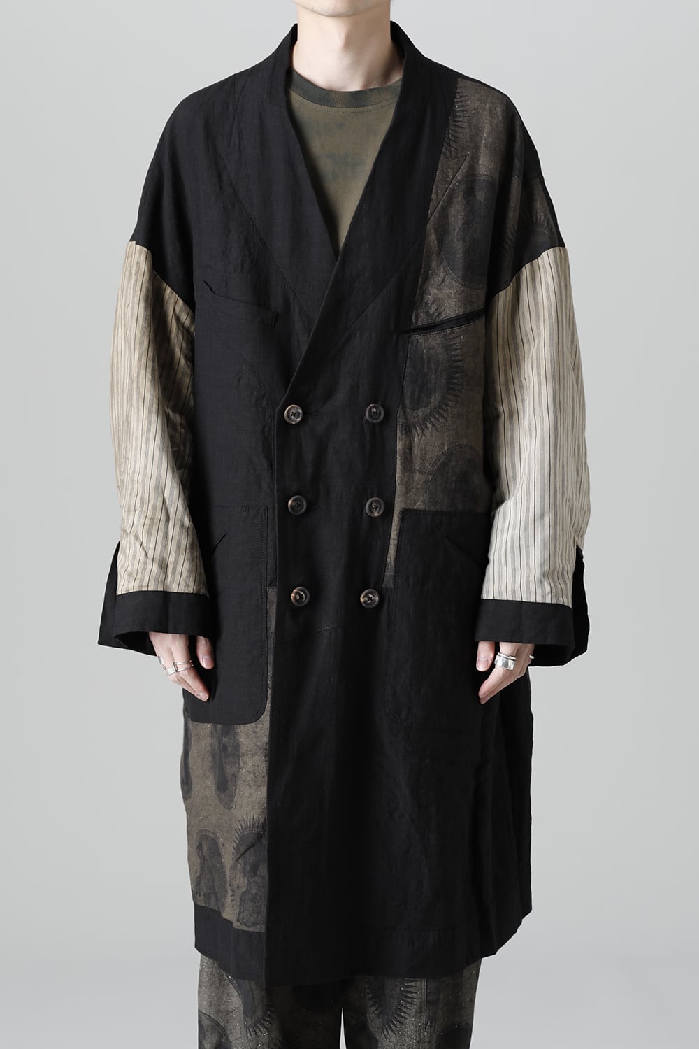 リバーシブル コラージュ ロングコート