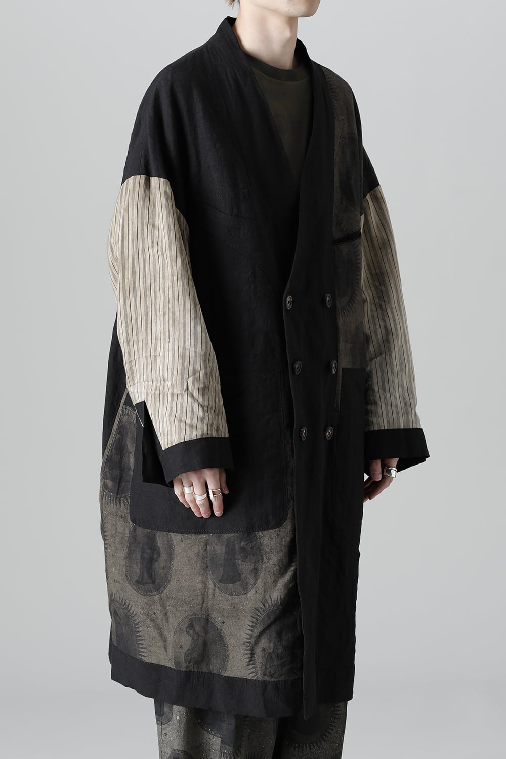 リバーシブル コラージュ ロングコート