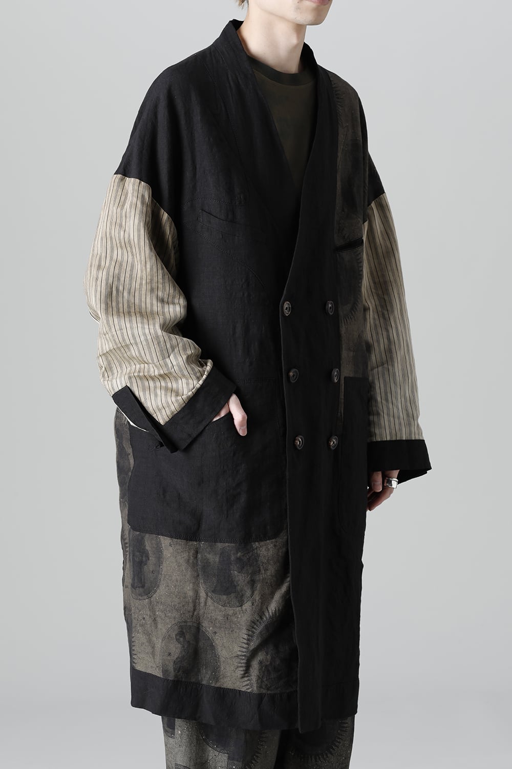 リバーシブル コラージュ ロングコート