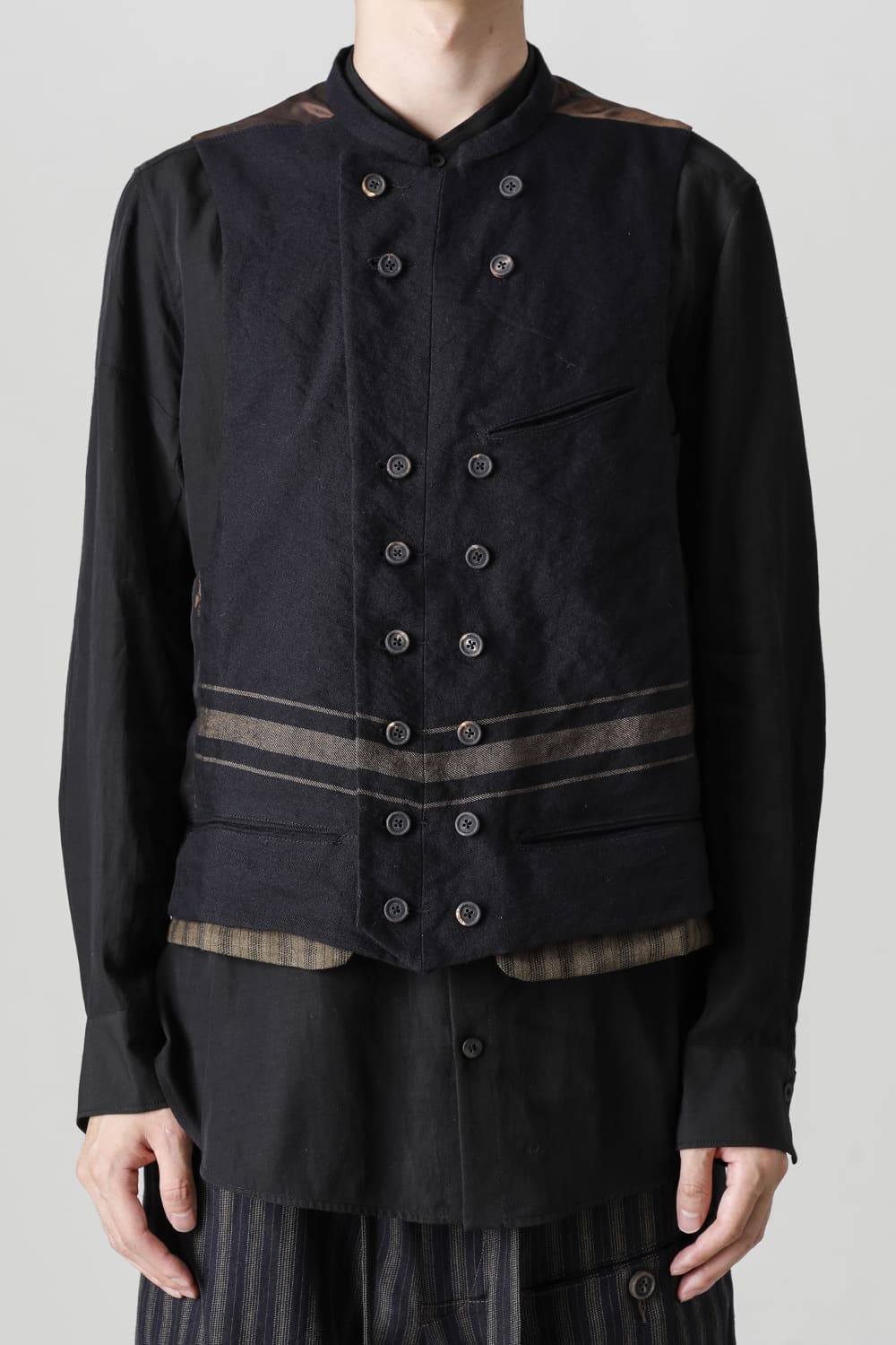 ダブルブレステッドストライプウエストコート