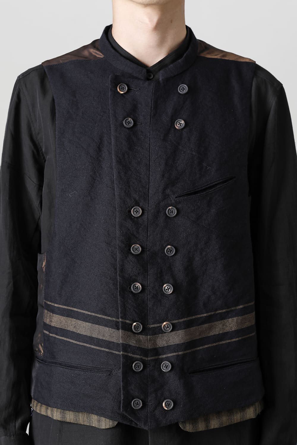 ダブルブレステッドストライプウエストコート