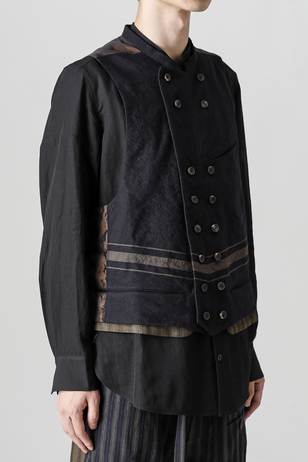 ダブルブレステッドストライプウエストコート